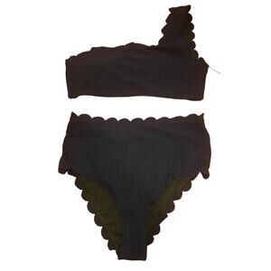 NWT Navy Blue Molybell Size L Two Piece One Strap Bathing Suit, High Waist